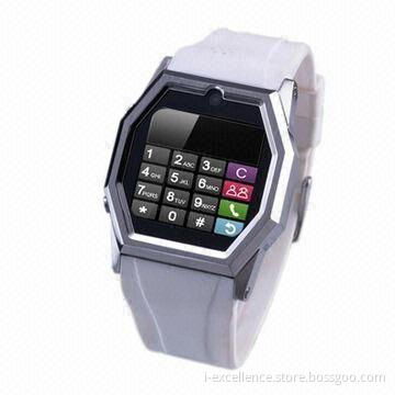 Diamond Shape Watch Phone with White Plastic Belt, 1.54-inch Sensitive Touch Screen